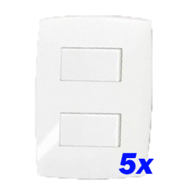 Kit 5 Interruptores Duplo Simples - (HOME BRANCA)